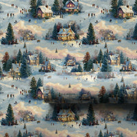 Snowy Christmas Wrapping Paper, Winter Village Wrapping Paper, Comfy Winter Town Gift Wrap, Nostalgic Holiday Wrapping Paper Roll