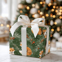 Snowy Pine Holiday Gift Wrap, Woodland Fox Christmas Wrapping Paper, Red Fox Winter Wrapping Paper, Rustic Forest Gift Wrap, Xmas Gift Wrap