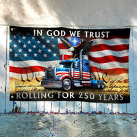 250 Years America Flag | Truck Driver Patriotic House Flag | In God We Trust Eagle Design | UV-Resistant Polyester Garden Flag