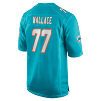 Miami Dolphins Caedan Wallace Aqua Team Game Jersey