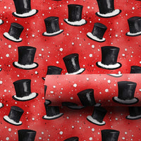 Festive Red Winter Gift Wrap, Snowy Black Top Hats Christmas Wrapping Paper, Classic Snowfall Top Hat Wrapping Paper, Holiday Gift Wrap Roll