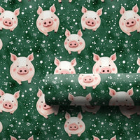 Farm Animal Snowflake Gift Wrap, Adorable Pig Christmas Wrapping Paper, Watercolor Piggy Wrapping Paper Roll