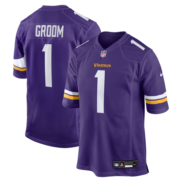 Minnesota Vikings Number 1 Groom Nike Purple Game Jersey