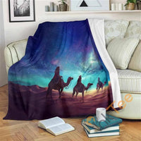 Nativity Bethlehem Star Fleece Blanket, Three Wise Men Camel Blanket, Christian Holiday Throw Blanket, Religious Christmas Bedspread Present
