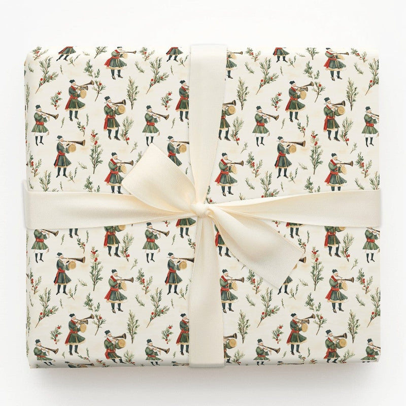 Medieval Drummers Pipers Gift Wrap, Vintage Christmas Musicians Wrapping Paper, Traditional Caroler Wrapping Paper, Holiday Gift Wrap Roll