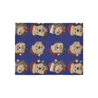Christmas Holiday Blue Runner Rug, Santa Sheepdog Runner Rug, Adorable Xmas Dog Hallway Rug, Winter Holiday Accent Rug, Festive Home Present