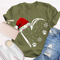 Merry Christmas Graphic T-Shirt, Santa Hat Snowflake Heart Shirt, Festive Winter Holiday Tee, Adorable Heart Christmas Shirt, Holiday Present Tee