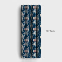 Comfy Winter Town Gift Wrap, Vintage Snowy Village Wrapping Paper, Nostalgic Christmas Wrapping Paper, Scenic Holiday Night Gift Wrap Roll