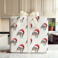 Watercolor Santa Hat Snake Gift Wrap, Christmas Snake Wrapping Paper, Humorous Reptile Holiday Paper, Adorable Animal Lover Xmas Gift Wrap Roll