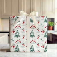 Winter Puppy Holiday Wrapping Paper, Maltese Dog Christmas Wrapping Paper, Snowy Tree Dog Wrapping Paper, Festive Pet Lover Gift Wrap Roll