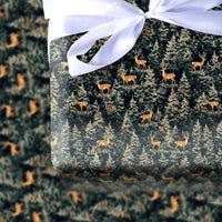 Rustic Deer Gift Wrap, Winter Woodland Wrapping Paper, Frosted Pine Wrapping Paper, Forest Stag Holiday Gift Wrap, Nature Christmas Paper