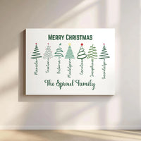 Custom Family Name Canvas Print, Personalized Family Christmas Tree Canvas Art, Holiday Family Tree Decor, Xmas Digital Download Wall Art