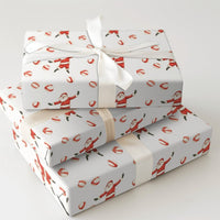 Peppermint Candy Christmas Gift Wrap, Dancing Santa Wrapping Paper, Watercolor Santa Claus Present Paper, Festive Holiday Roll