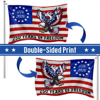 250 Years Of Freedom Flag | Bald Eagle Patriotic 1776-2026 | UV-Resistant Polyester | Commemorative American Independence Gift