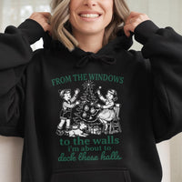 Hip Hop Holiday Pun Sweatshirt, Deck the Halls Rap Humorous Christmas Hoodie, Retro Xmas Party Hooded Pullover, Ugly Christmas Humor Sweatshirt