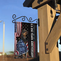 Patriotic Doberman Pinscher Garden Flag | US 250 Years Anniversary 1776-2026 | Double Sided Weather Resistant Polyester | American Pride Dog Lover Gift