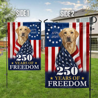 Patriotic Labrador Garden Flag | 250 Years of Freedom Anniversary 1776-2026 | Double-Sided American Flag Dog Decor | Gift for Lab Lovers