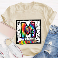 Colorful Music Note Teacher T-Shirt