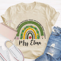 Personalized Name Green Rainbow Teach Love Inspire T-Shirt