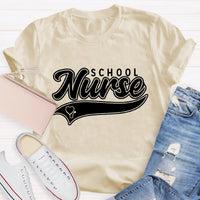 School Nurse Letter Printed T-Shirt