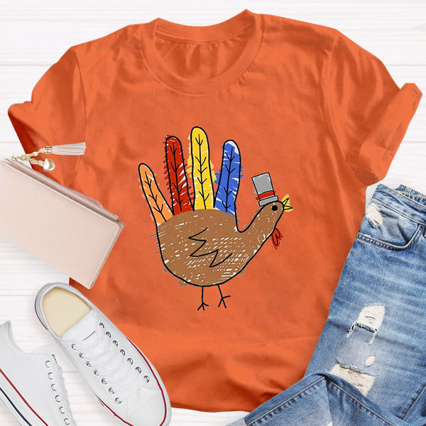 Hand Painted Turkey Teacher T-Shirt