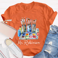 Personalized Name Painter Brush Art Teacher T-Shirt