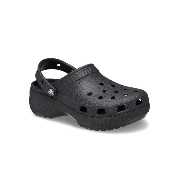 Giày Clog Nữ Crocs Classic Platform Glitter - Black