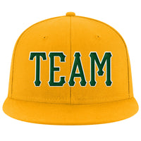 Custom Gold Green-White Stitched Adjustable Snapback Hat