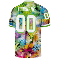 Custom Graffiti Pattern White-Neon Green 3D Authentic Throwback Football Jersey