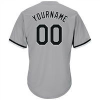 Custom Gray Black-White Authentic Throwback Rib-Knit Baseball Jersey Shirt