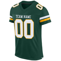 Custom Football Jersey - Green White-Gold Mesh Authentic