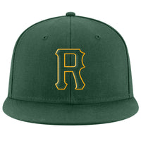 Custom Green Green-Gold Stitched Adjustable Snapback Hat