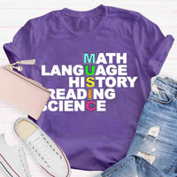 Math Language History Reading Science Music Teacher T-Shirt