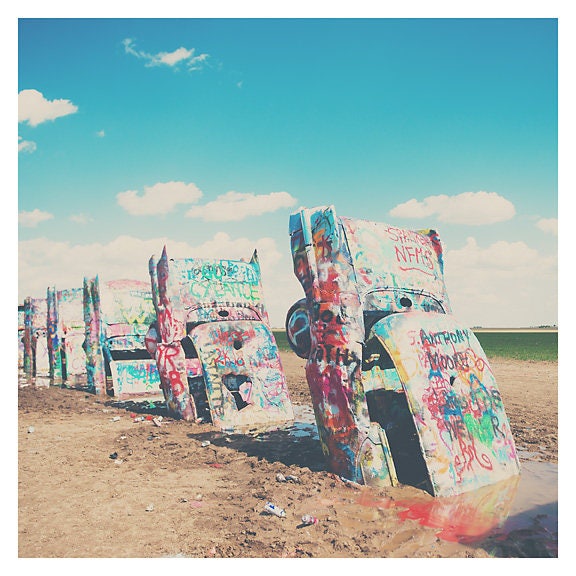 Cadillac Ranch print, route 66 photograph, Americana wall art, travel photography, dorm room decor