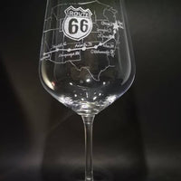 Route 66 and Ford Mustang Set of Wine Glasses | Hand Engraved | Fully personalized | Proud American Gift | Travel Lover | Ford Mustang Fan