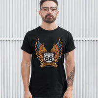 Historic Route 66 T-shirt The Legend Rolls On, The Mother Road, American Pride, Car Enthusiast, Gift for Mechanic, Automotive Men's Tee