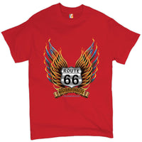 Historic Route 66 T-shirt The Legend Rolls On, The Mother Road, American Pride, Car Enthusiast, Gift for Mechanic, Automotive Men's Tee