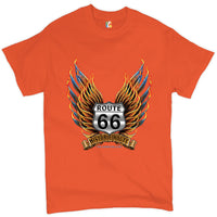 Historic Route 66 T-shirt The Legend Rolls On, The Mother Road, American Pride, Car Enthusiast, Gift for Mechanic, Automotive Men's Tee