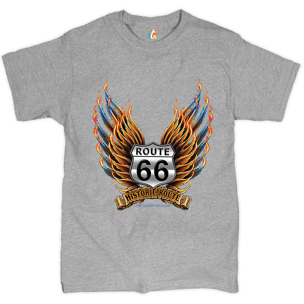 Historic Route 66 T-shirt The Legend Rolls On, The Mother Road, American Pride, Car Enthusiast, Gift for Mechanic, Automotive Men's Tee