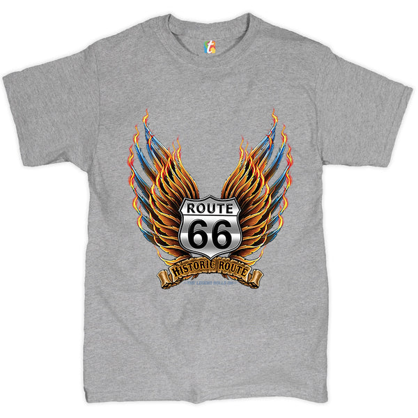 Historic Route 66 T-shirt The Legend Rolls On, The Mother Road, American Pride, Car Enthusiast, Gift for Mechanic, Automotive Men's Tee