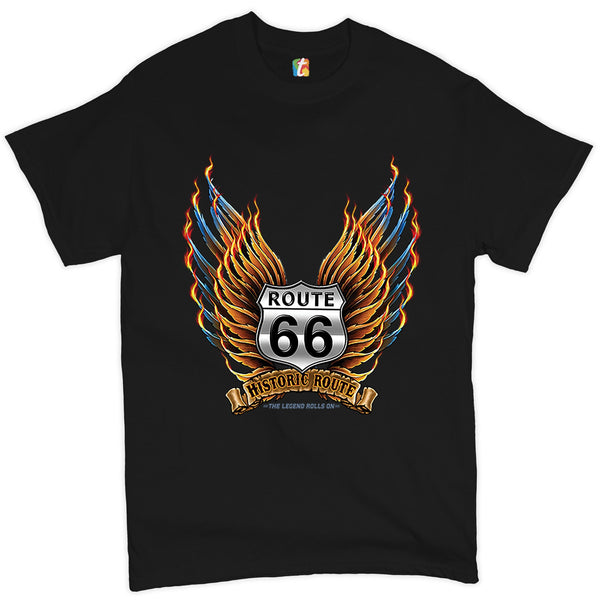 Historic Route 66 T-shirt The Legend Rolls On, The Mother Road, American Pride, Car Enthusiast, Gift for Mechanic, Automotive Men's Tee