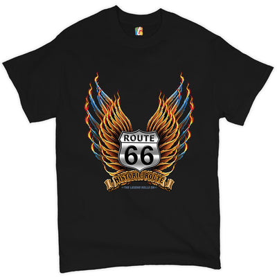 Historic Route 66 T-shirt The Legend Rolls On, The Mother Road, American Pride, Car Enthusiast, Gift for Mechanic, Automotive Men's Tee