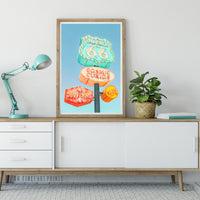 Vintage Route 66 Sign Photo, Printable Art, Mid Century Modern Decor, Colorful Pastel Retro Wall Art, Digital Prints Download