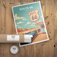 Route 66 Art Print | Route 66 | Route 66 Wall Decor| Route 66 Print | Route 66 Poster | Route 66 Art | Printable Wall Art | Travel Poster