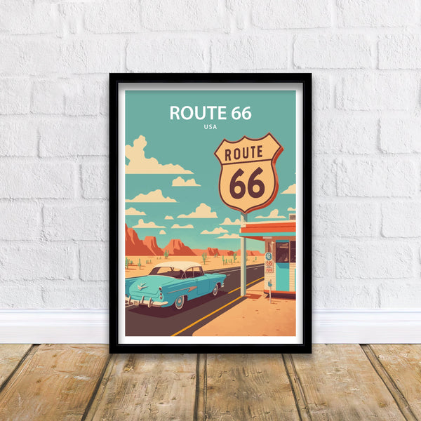 Route 66 Art Print | Route 66 | Route 66 Wall Decor| Route 66 Print | Route 66 Poster | Route 66 Art | Printable Wall Art | Travel Poster