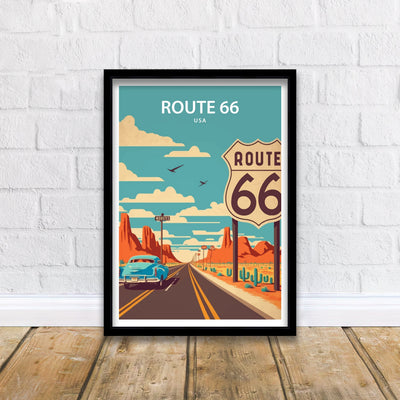 Route 66 Art Print | Route 66 | Route 66 Wall Decor| Route 66 Print | Route 66 Poster | Route 66 Art | Printable Wall Art | Travel Poster