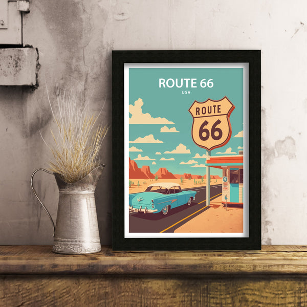 Route 66 Art Print | Route 66 | Route 66 Wall Decor| Route 66 Print | Route 66 Poster | Route 66 Art | Printable Wall Art | Travel Poster