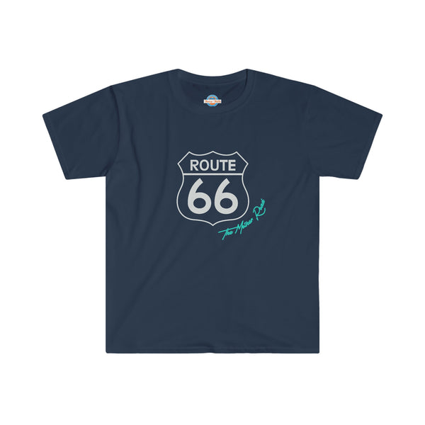 Historic US Route 66 Cars Mother Road Graphic Logo T-Shirt - Americana