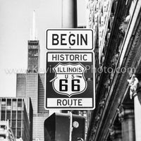 ROUTE 66 - Chicago Photography Print - Unframed Wall Art Print - Chicago Decor - Downtown Chicago Loop Artwork