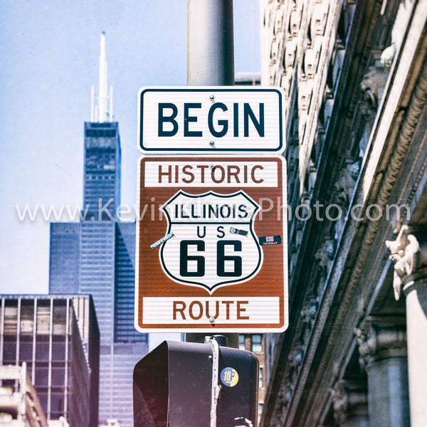 ROUTE 66 - Chicago Photography Print - Unframed Wall Art Print - Chicago Decor - Downtown Chicago Loop Artwork